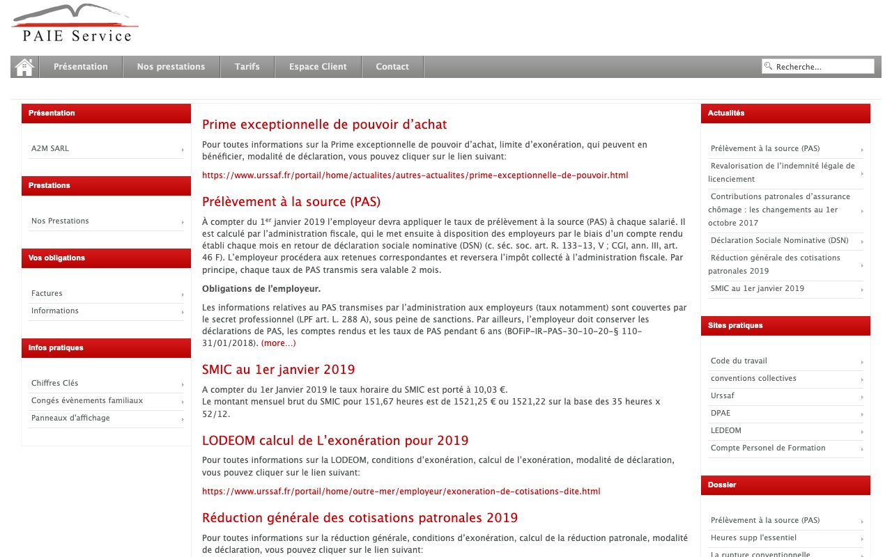 Aperçu du site de PAIE SERVICE