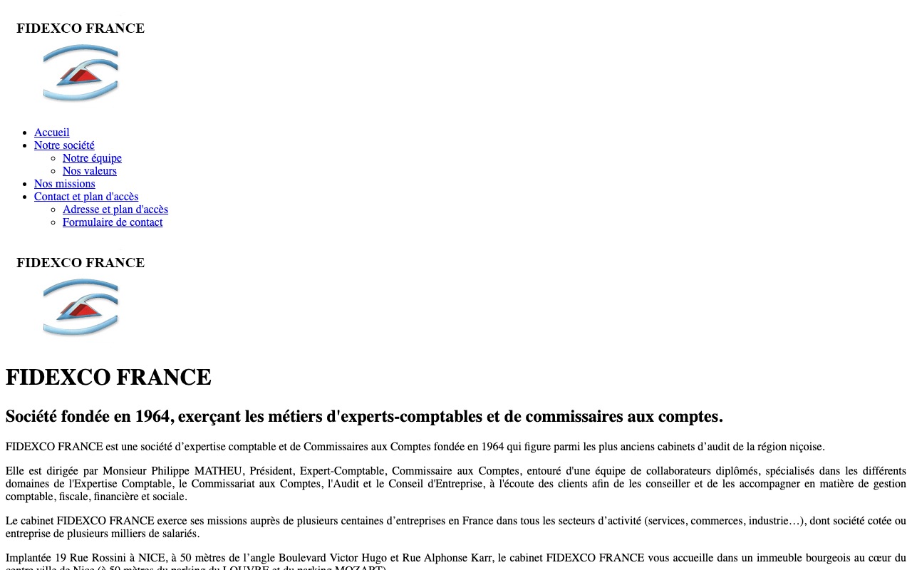 Capture de la source publique pour FIDEXCO AUDIT