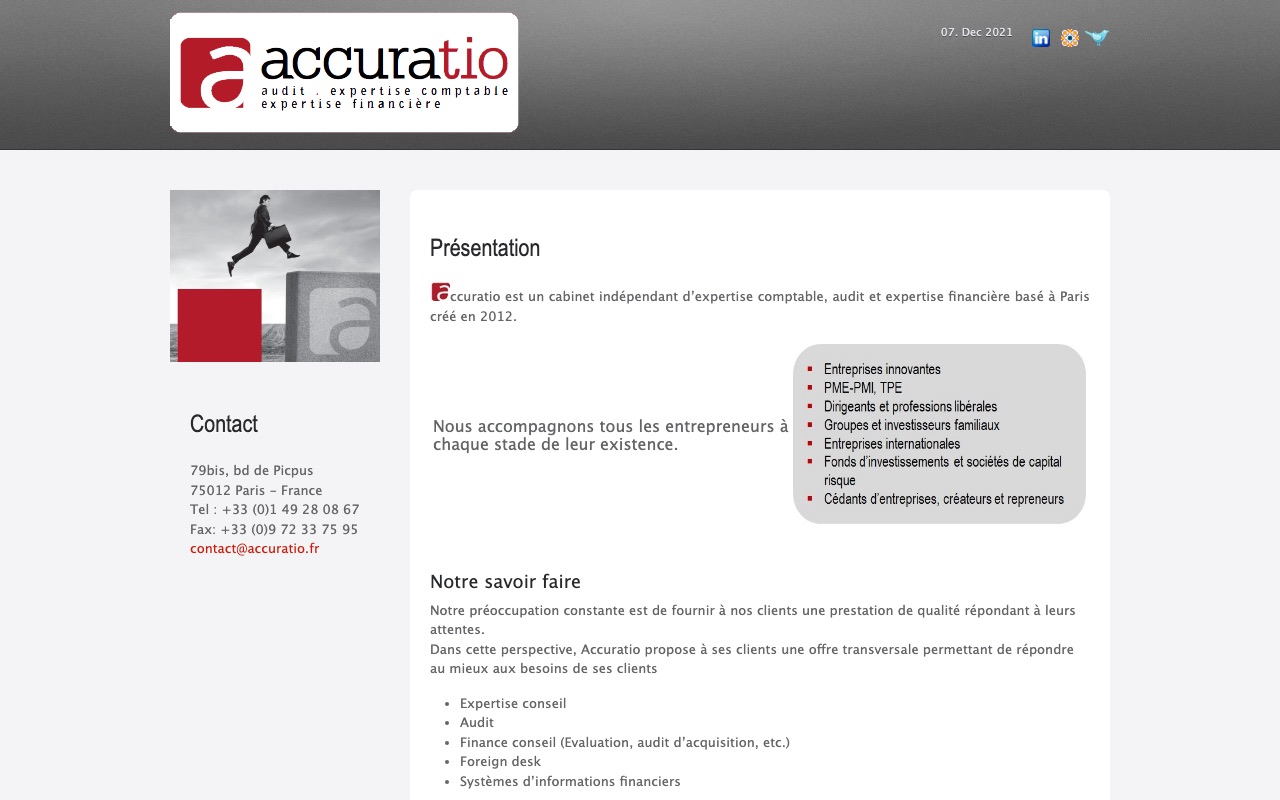 Aperçu du site de ACCURATIO