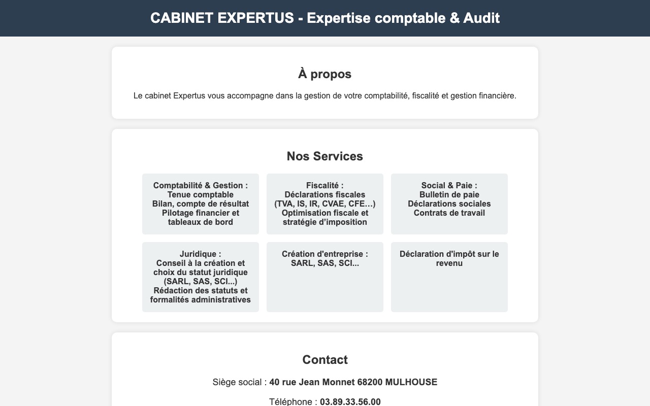 Aperçu du site de CABINET EXPERTUS