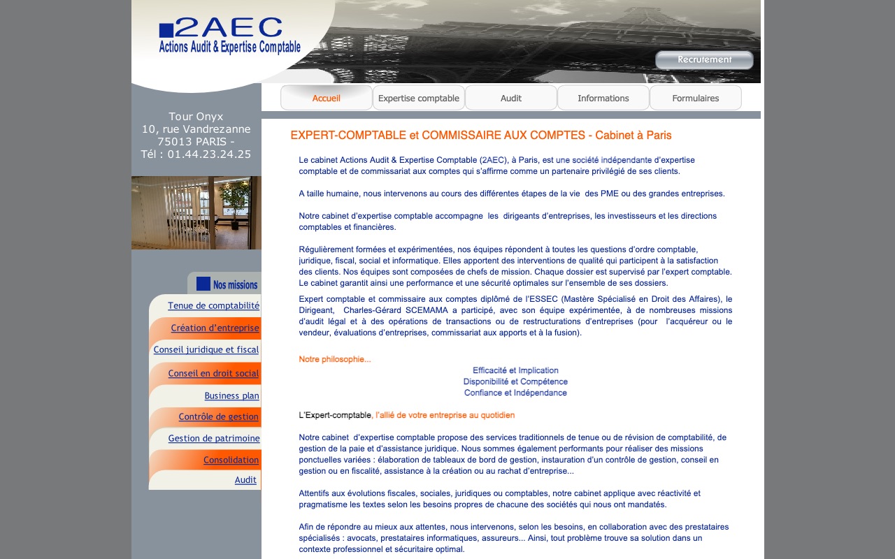 Aperçu du site de 2AEC CONSEIL